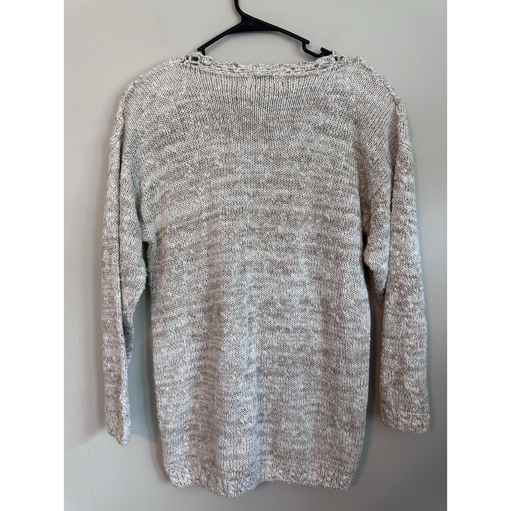 Vintage‎ 100% Ramie/Cotton Knotted Crochet Oatmeal Sweater 3/4 Sleeve Size SMALL - Picture 11 of 16